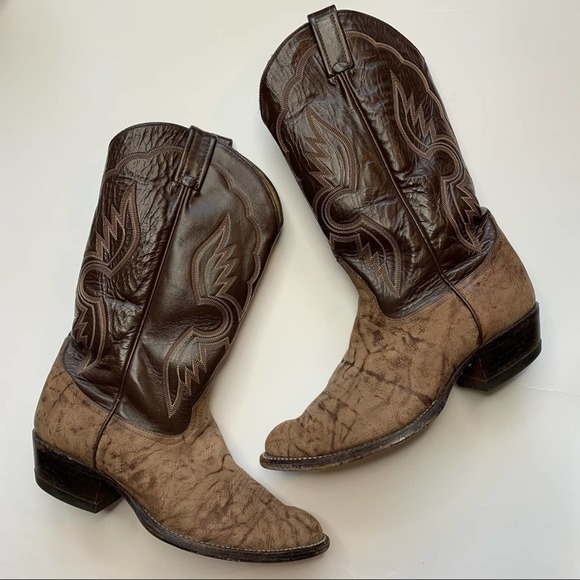 TONY LAMA Brown Leather Cowboy Boots Embroidered Western Style Women’s Size 8 - Picture 1 of 9